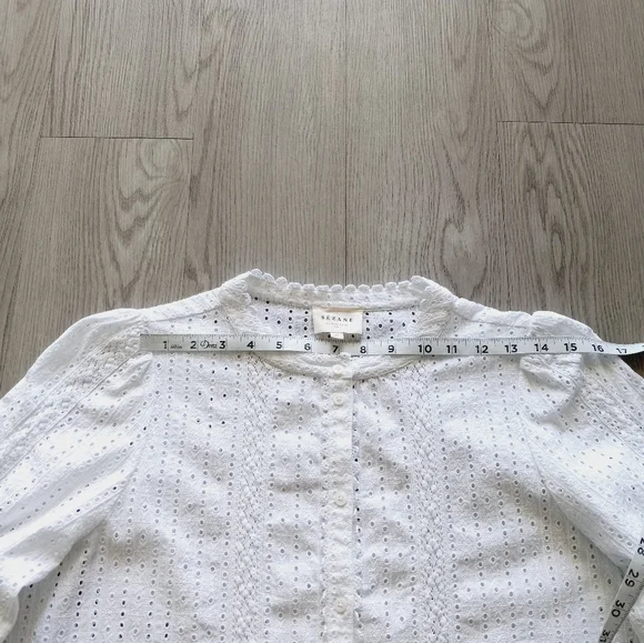 Sezane Marinette Shirt Eyelet Lace Organic Cotton 42 - Picture 11 of 15
